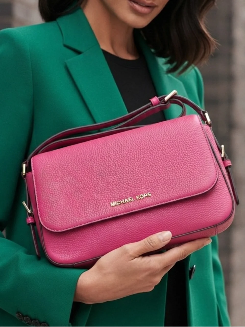 Michael Kors Pink Pebbled Leather Crossbody Bag